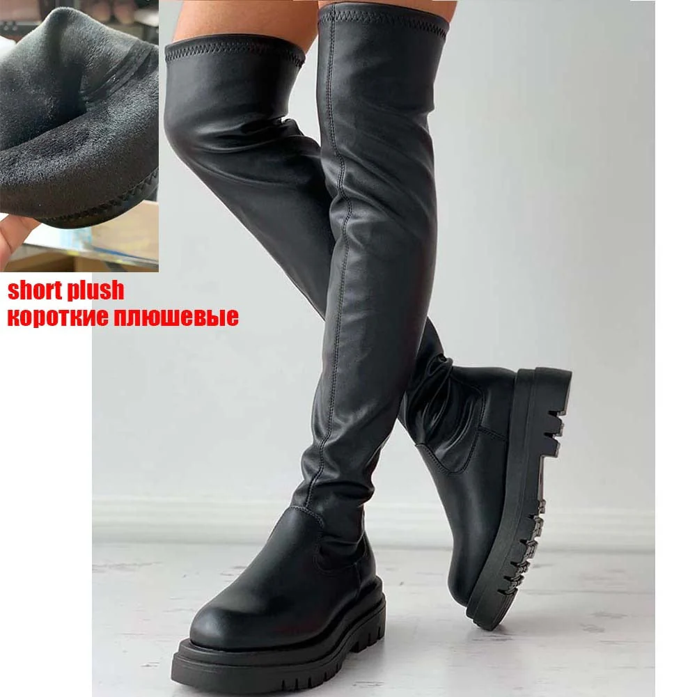 DEANWANGKT Brand New Female Platform Thigh High Boots Fashion Slim Chunky Heels Over The Knee Boots Women Party Shoes Woman - Deanwangkt