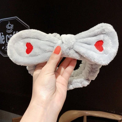 Wash Face Hair Holder Hairbands Soft Warm Coral Fleece Bow Animal Ears Headband For Women Girls Turban Fashion Hair Accessories - Deanwangkt