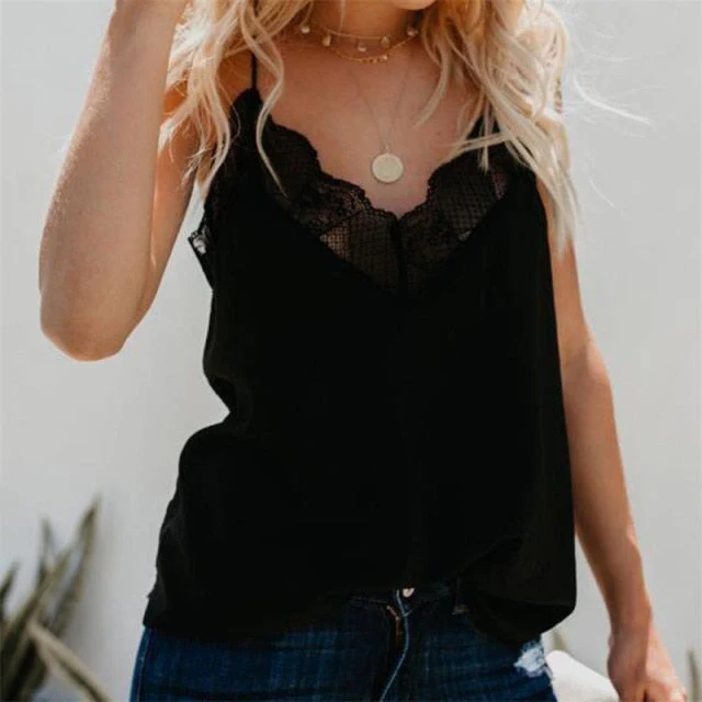 Summer  Sexy V-Neck Sleeveless Blouse Shirt Women Elegant Solid Loose Hollow Out Tops New Lady Off Shoulder Plus Size Blusa - Deanwangkt