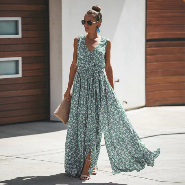 deanwangkt Jastie Women Summer Dress Floral Print Maxi Dresses Bohemian Hippie Beach Long Dress Women's Clothing  vestidos de verano - Deanwangkt