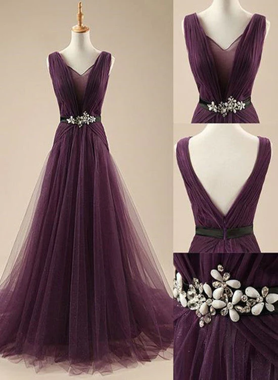 Solvbao Dark Purple Long Evening Gowns , Beautiful Prom Dresses , Wedding Party Dress - Deanwangkt