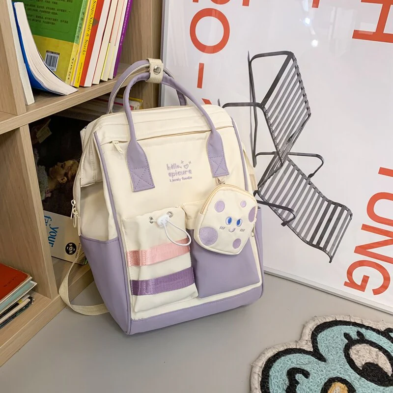 BACK TO COLLEGE  Fashion Girls Cute Backpack Sweet Kawaii Teenager Schoolbag Rucksack High School Mochila Bookbag Nylon Shoulder Bag - Deanwangkt