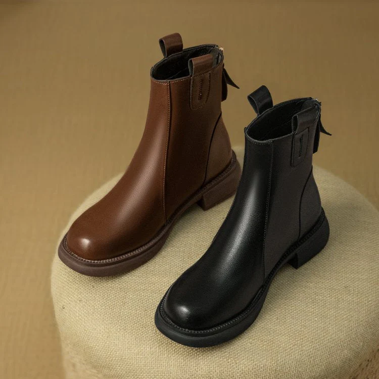 deanwangkt Round Toe Fashion Comfort Boots Shoes Zipper Winter Footwear Boots - Women's Ankle Rubber Women's Autumn Roman Thermal Boots - Deanwangkt