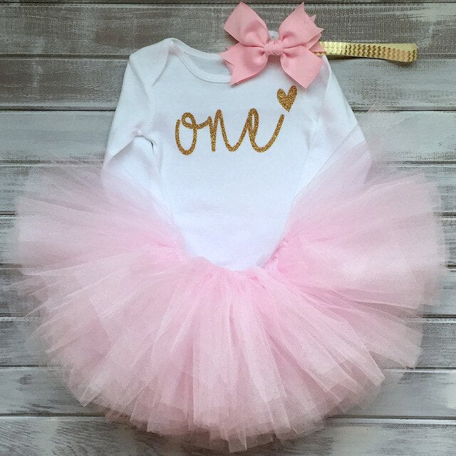 deanwangkt My Little Baby Girl First 1st Birthday Party Dress Cute Pink Tutu Cake Outfits Infant Dresses Baby Girls Baptism Clothes 0-12M - Deanwangkt