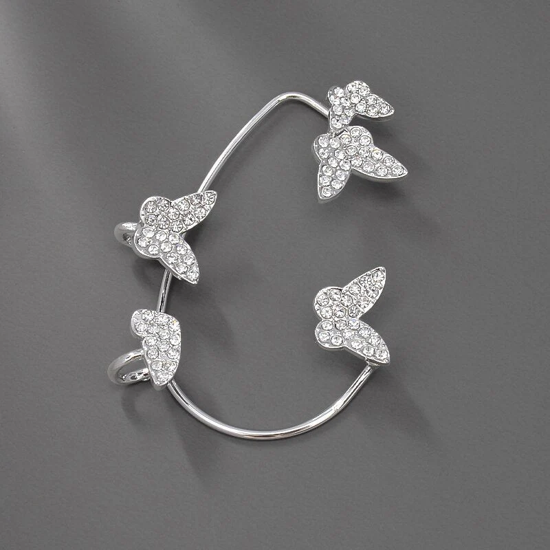 DEANWANGKT 20 Style Luxury Shiny Crystal Rhinestone Long Tassel Ear Cuff No Pierced Ear Clip Earrings For Women Wedding Korean Trend Jewelry - Deanwangkt