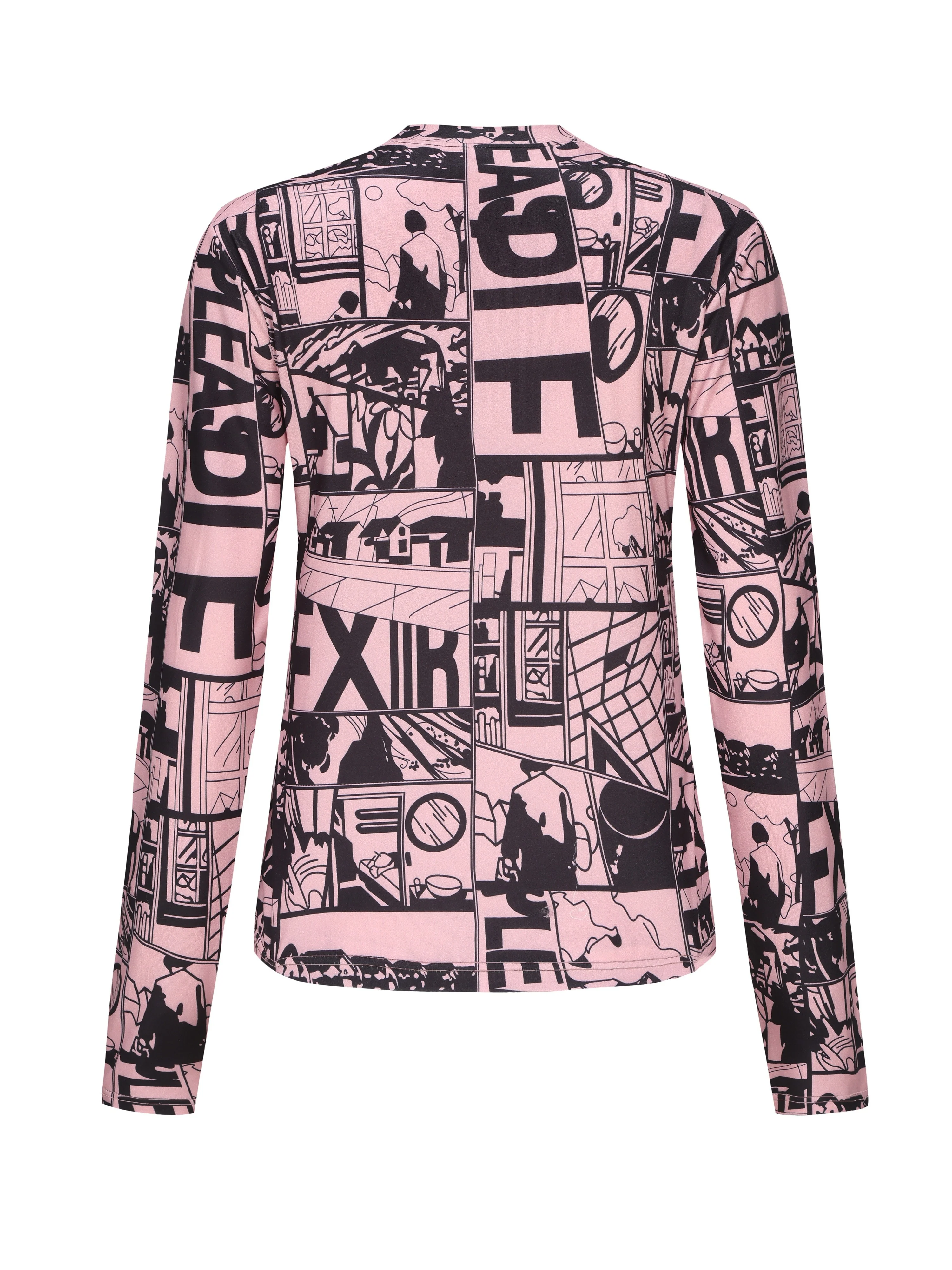 deanwangkt-1 Y2K Anime Print T-Shirt, Long Sleeve High Neck Casual Top, Women's Clothing - Deanwangkt