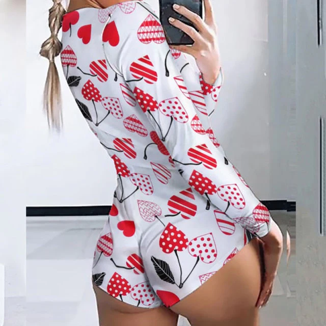 deanwangkt Casual Plus Size Long Sleeve Lip Print Bodysuit Women Sexy Rompers Jumpsuit Fall  Overalls Clothes One Piece Y2k Winter - Deanwangkt