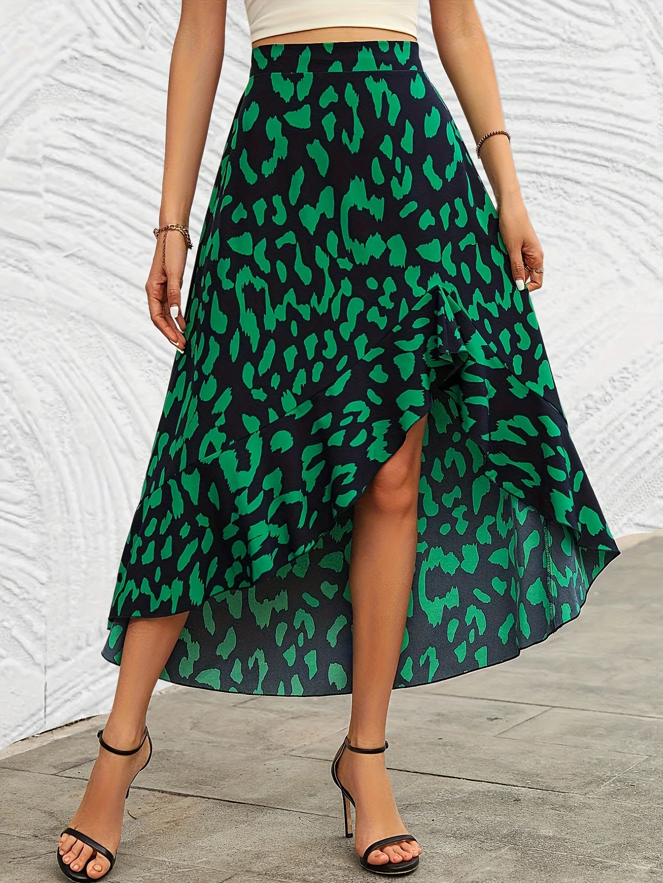 deanwangkt-1 All Over Print High Waist Skirt, Elegant Asymmetrical Hem Skirt, Women's Clothing - Deanwangkt