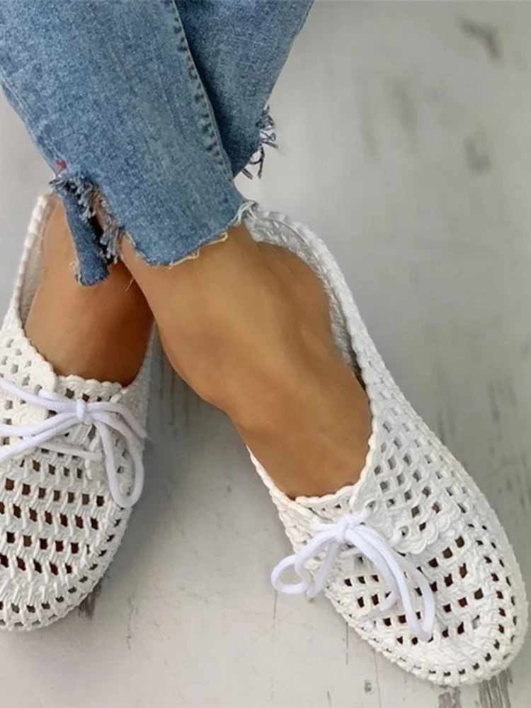 deanwangkt Women's Flip-flops Summer Shoes for Women Sandals Fashion Hollow Out Breathable Beach Shoes Lace-up Ladies Slippers Sandals - Deanwangkt