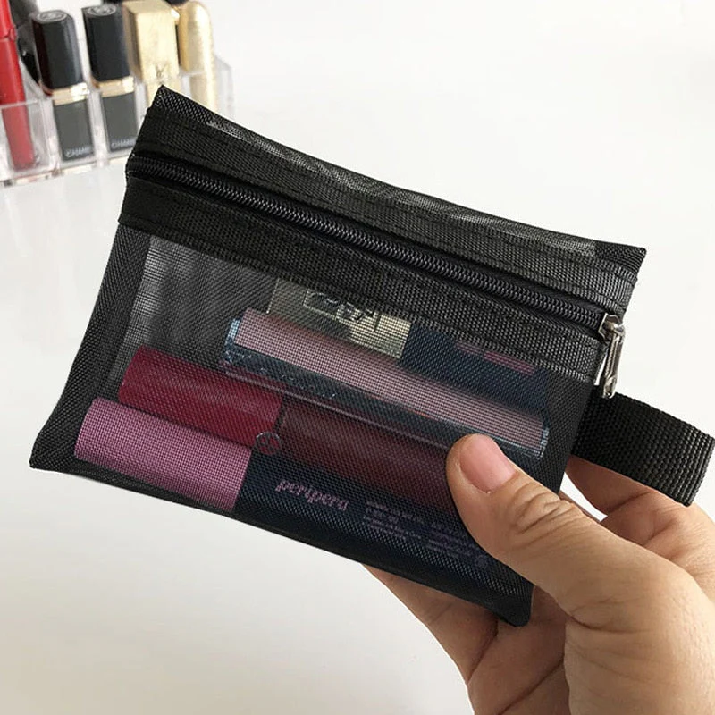 deanwangkt  Mini Mesh Cosmetic Bag Women Portable Lipstick Bag Makeup Bag One Set Makeup Pouch Toiletry Bag Necessarie Feminina Kosmetyczka - Deanwangkt