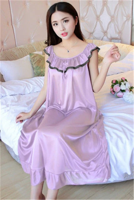 deanwangkt Hot Women Night Gowns Sleepwear Nightwear Long Sleeping Dress Luxury Nightgown Women Casual Night Dress Ladies Home Dressing - Deanwangkt