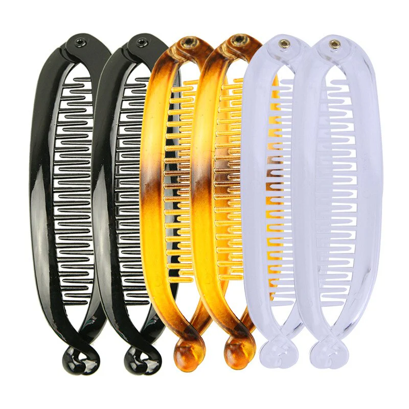 deanwangkt Fish clip set-Banana hair clips Fish hairpin combs Fashion combs Hot style Ponytail Banana clip hair combs Flat clamp for women - Deanwangkt