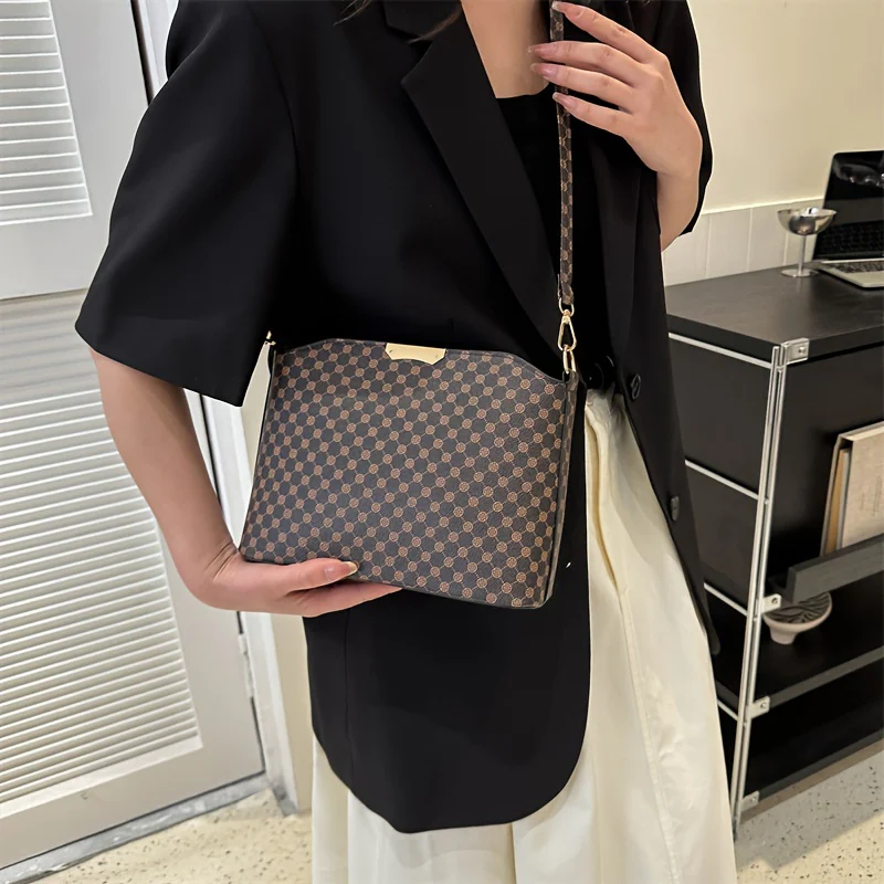 deanwangkt-1 Vintage Polka Dots Print Crossbody Bag, Casual Zipper Bucket Bag, Perfect Shoulder Bag For Daily Use - Deanwangkt