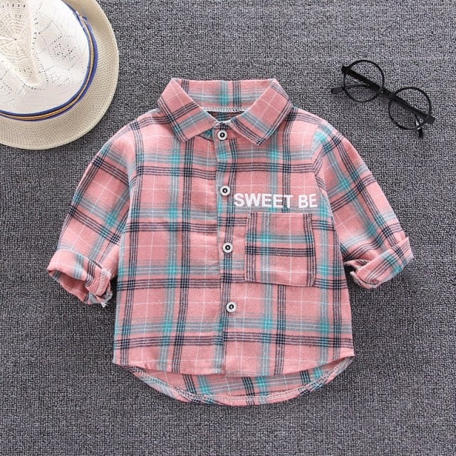 deanwangkt  Kids Shirt Clothes Spring Thin Blouses Clothing Infant Boy Plaid Cotton Tops 1 2 3 4 Years Kids Long Sleeves Shirt - Deanwangkt