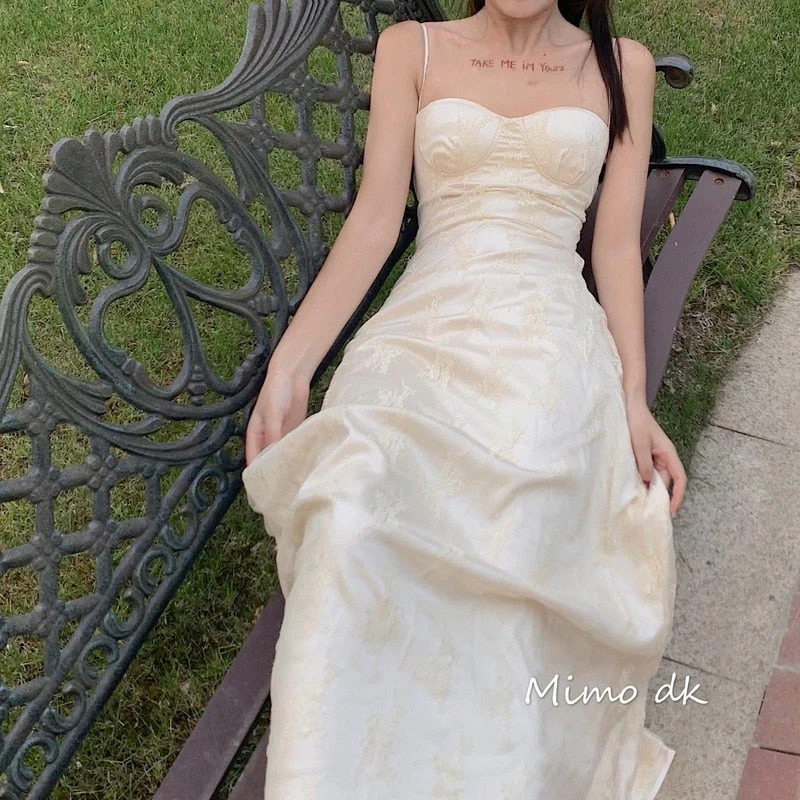 deanwangkt Summer Vintage Strap Dress Women Backless Designer Sexy Midi Elegant Dress High Waist  Lace Print Casual Fairy Dress  New - Deanwangkt