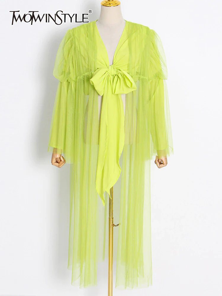 deanwangkt Casual Solid Shirt For Women V Neck Long Sleeve Patchwork Sheer Mesh Blouses Female Spring Clothing Style New - Deanwangkt