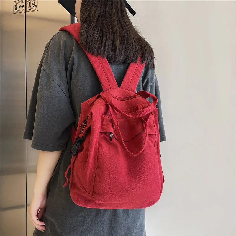 deanwangkt School Bag Student Shoulders Large Capacity Khaki Backpack Fashion Canvas Backpacks Female College Teen Computer Bag Mochila - Deanwangkt