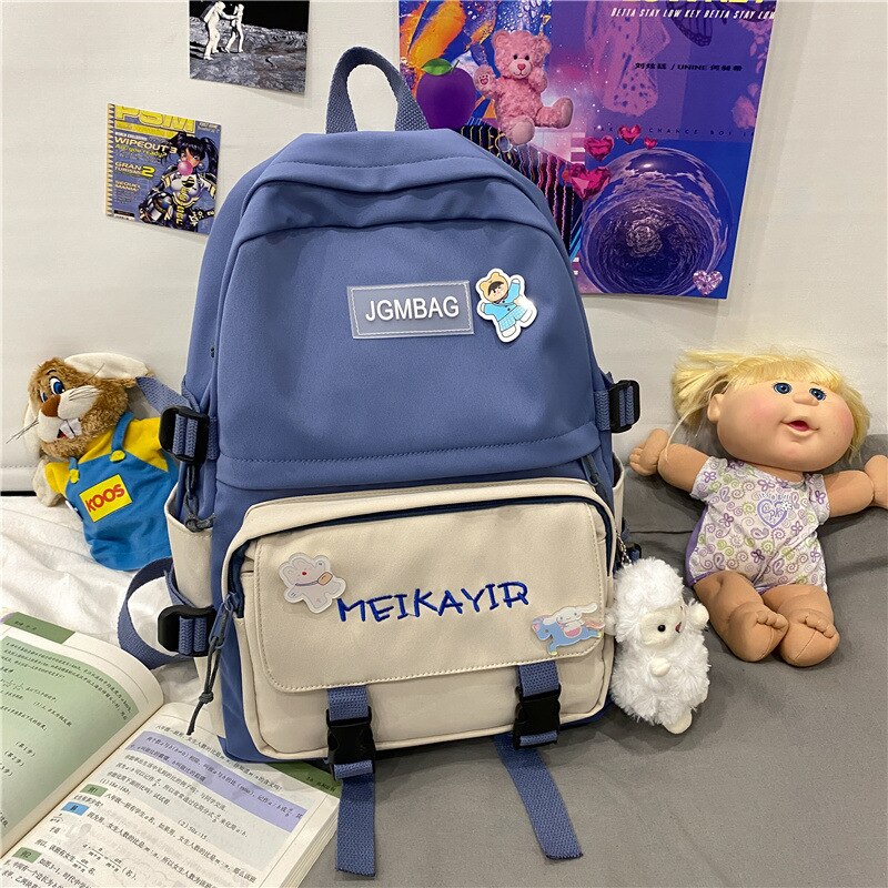 Back to school   Fashion Kawaii Women Backpack Cotton Buckle Rucksack Cute Student School Bag Travel Mochila for Teenage Girls Bookbag - Deanwangkt