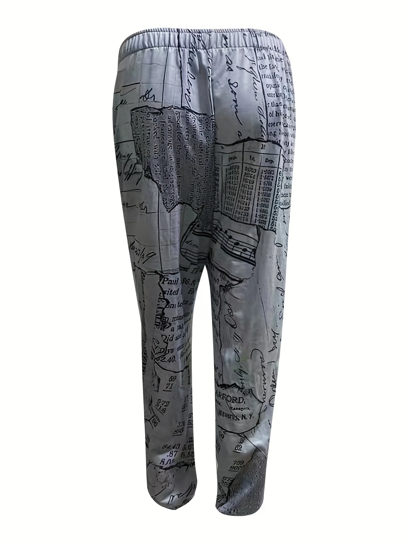 deanwangkt-1  Newspaper Print Sweatpants, Casual Everyday Versatile Jogger Pants Trousers, Women's Clothing - Deanwangkt
