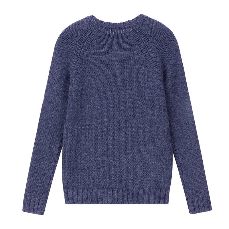 deanwangkt women loose knitted sweater Star Pattern Pullovers Ladies Round Collar Long Sleeve Knitwear Jumpers Y2k Clothes Streetwear - Deanwangkt