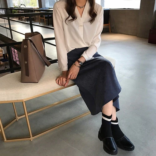 Graduation Gifts  women chiffon blouse shirt long sleeve women shirts fashion womens tops and blouses  3XL 4XL plus size women tops 1681 50 - Deanwangkt