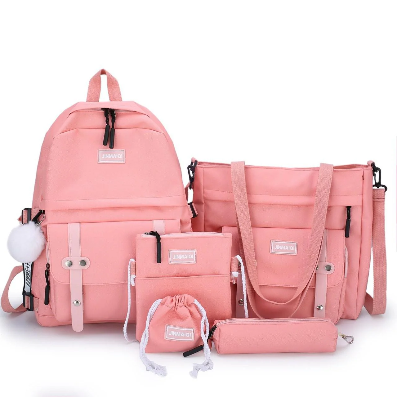 deanwangkt 5 pcs sets canvas Schoolbags For Teenage Girls Women Backpacks Laptop keychain School Bags Travel Bagpack Mochila Escolar - Deanwangkt