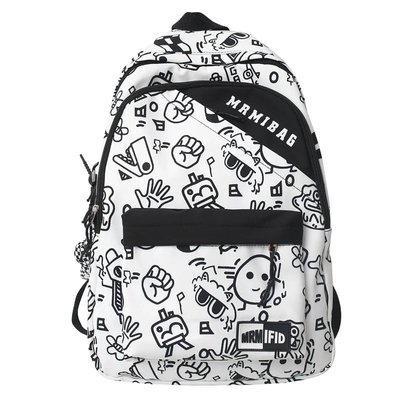 deanwangkt New Fashion Girl Graffiti Design Bookbag for Teens Backpack Colleg Cute Schoolbag Laptop Rucksack Women Mochila Travel Bag - Deanwangkt