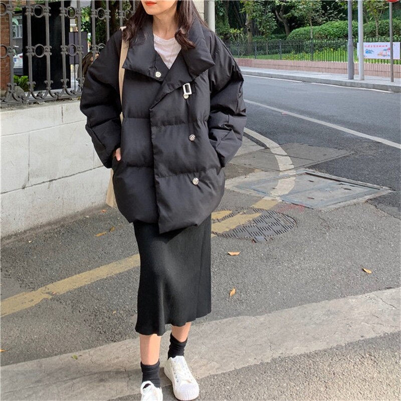 deanwangkt  new warm padded jacket for men women Korean loose down cotton parkas student bread thickening coat winter simple streetwear - Deanwangkt