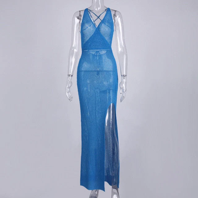 deanwangkt White Sexy Backless Knitted Beach Dress Women Bikini Cover Up Holiday Bodycon Mini Casual Dresses  Summer Vacation Outfits - Deanwangkt