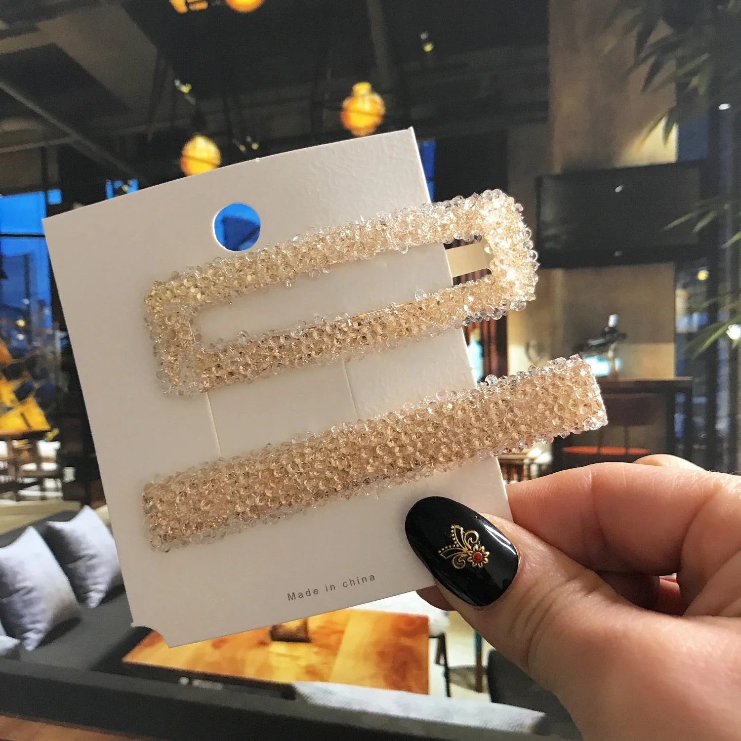 deanwangkt 2pcs/set Women Hairpins Hair Clip Accessories Femme Fashion Luxury Long Square Crystal Barrette Gold Hairgrip Headdress  New - Deanwangkt