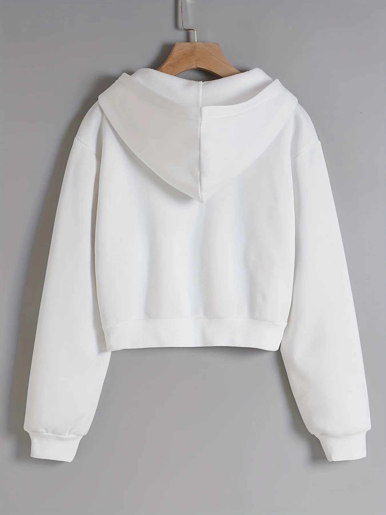 Long Sleeve Crop Hoodies, Zip Up Casual Sweatshirt Jacket, Women's Clothing - Deanwangkt