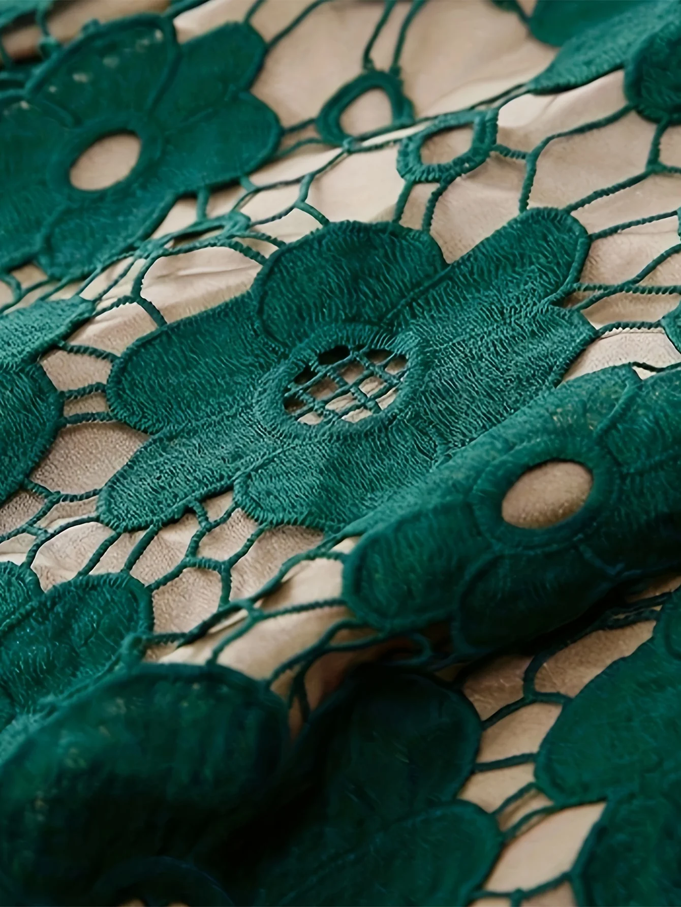 Guipure Lace Midi Skirts, Elegant High Waist Floral Pattern Skirts, Women's Clothing - Deanwangkt