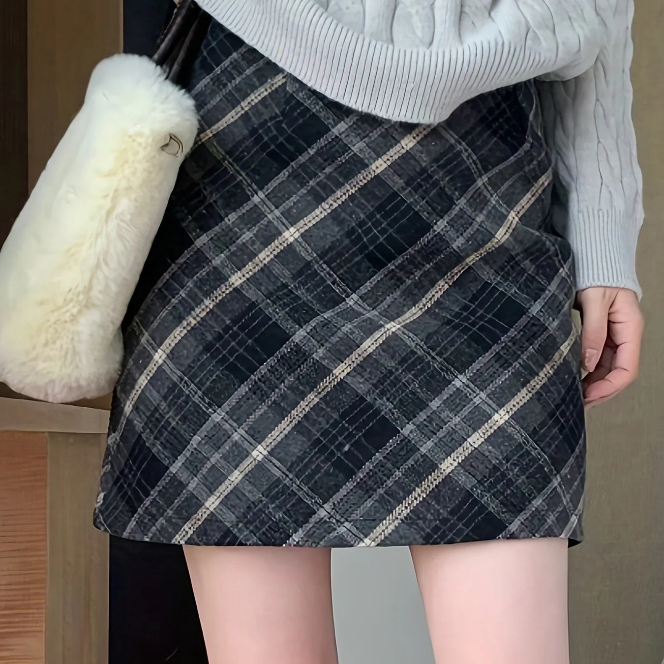 deanwangkt-1 Plaid Pattern Mini Skirt, Casual High Waist Skirt, Women's Clothing - Deanwangkt