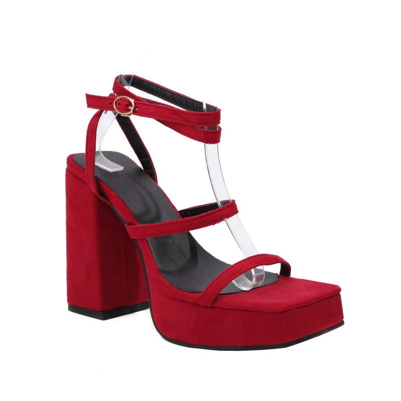 Joskka  Women Open Toe Party Wedding Hoco Shoes Summer Dress Pumps Block High Heels Ankle Cross-strap Platform Gladiator Sandals - Deanwangkt