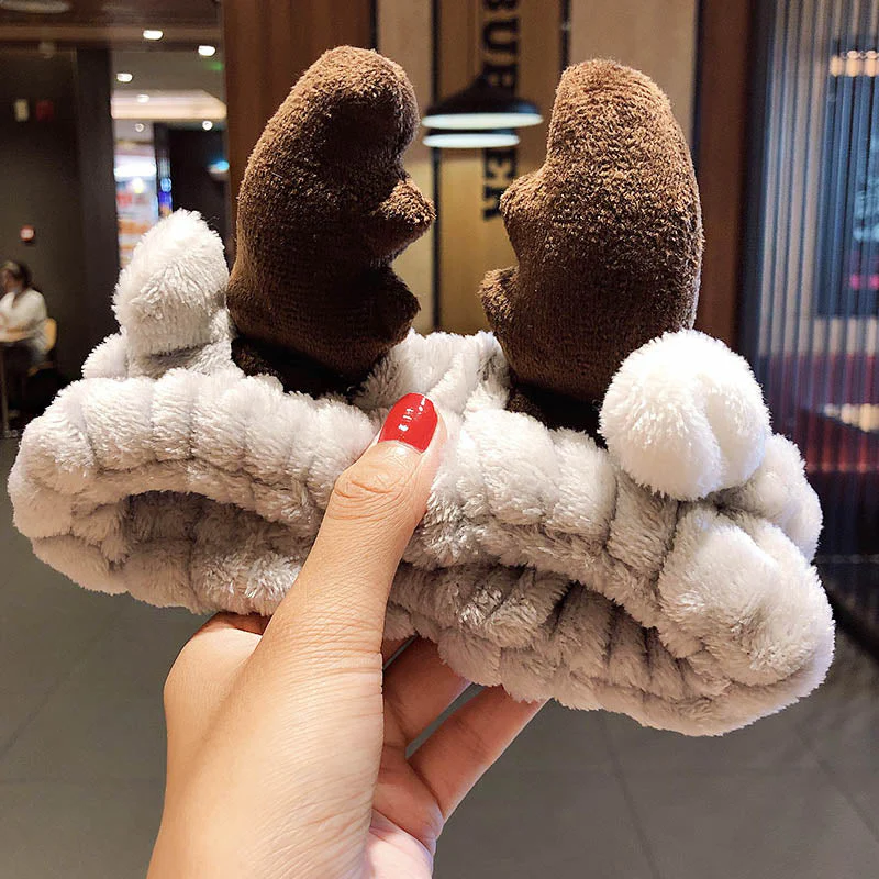 Wash Face Hair Holder Hairbands Soft Warm Coral Fleece Bow Animal Ears Headband For Women Girls Turban Fashion Hair Accessories - Deanwangkt