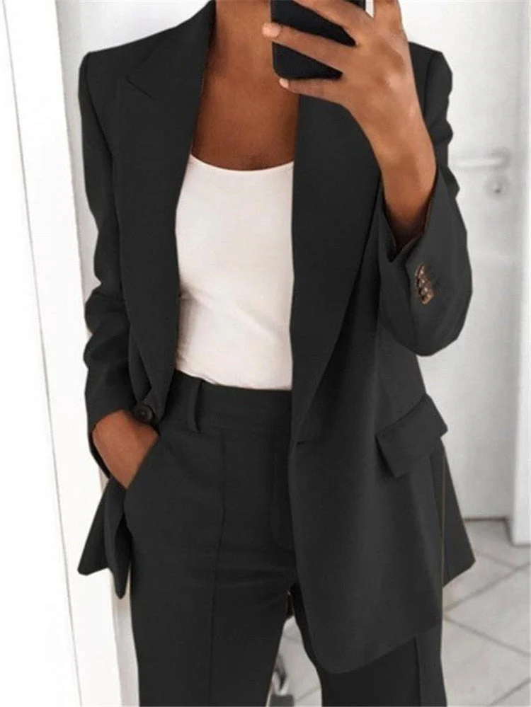 deanwangkt  Spring Women's Blazer Coat Black Solid Loose Casual Elegant Blazers Female Fashion Formal Office Large Size Ladies Clothing - Deanwangkt