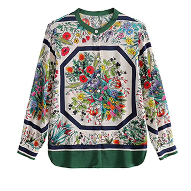 deanwangkt flower print shirts women's blouses  Spring summer long sleeve Blouse Female Tops Blusas Mujer - Deanwangkt