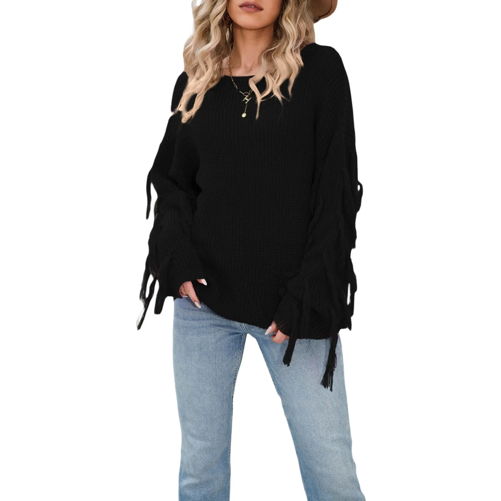 deanwangkt women loose knitted sweater Star Pattern Pullovers Ladies Round Collar Long Sleeve Knitwear Jumpers Y2k Clothes Streetwear - Deanwangkt