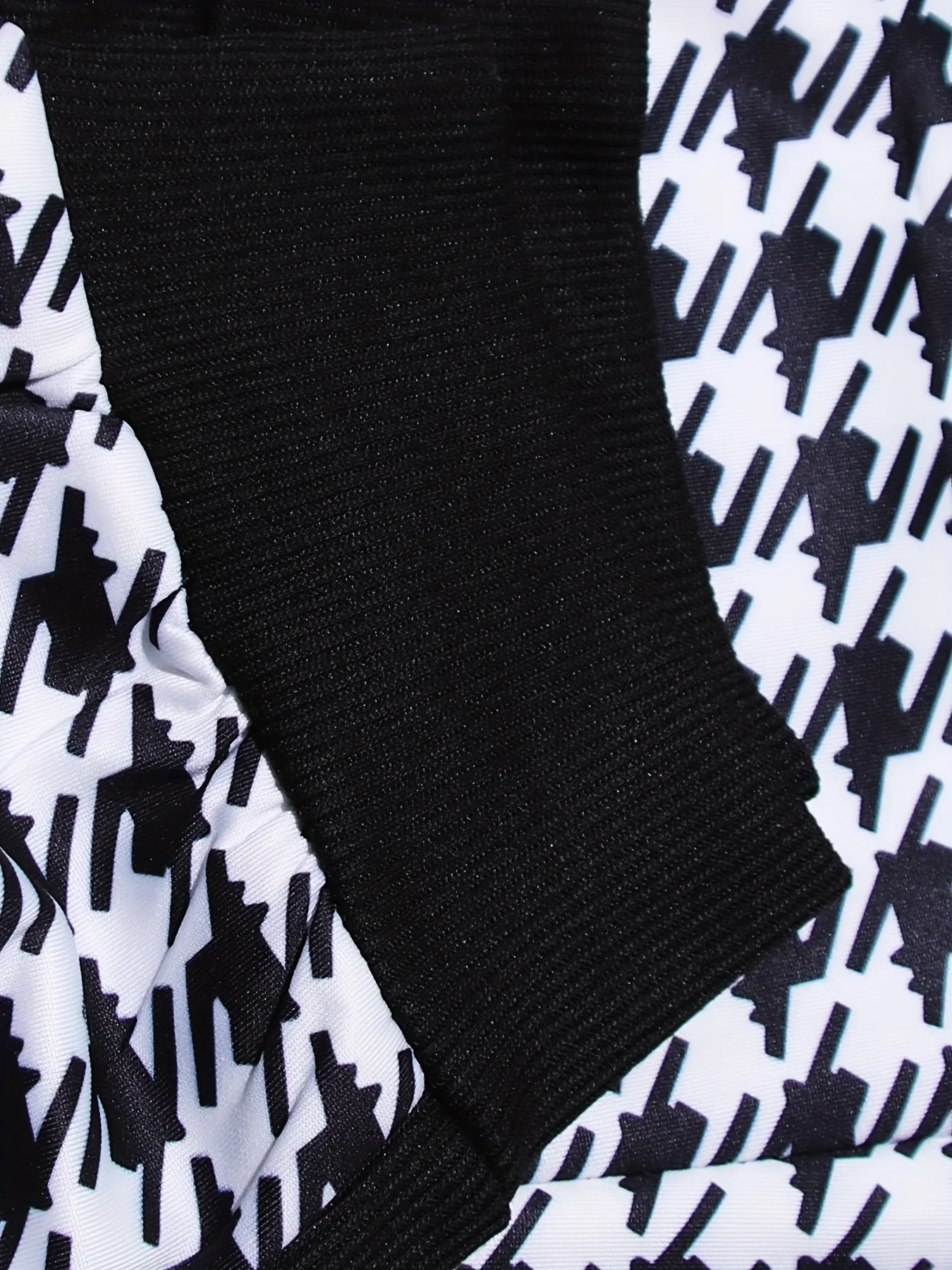 deanwangkt-1  Houndstooth Print Two-piece Set, Zip Up Long Sleeve Jacket & Elastic Waist Pants Outfits, Women's Clothing - Deanwangkt