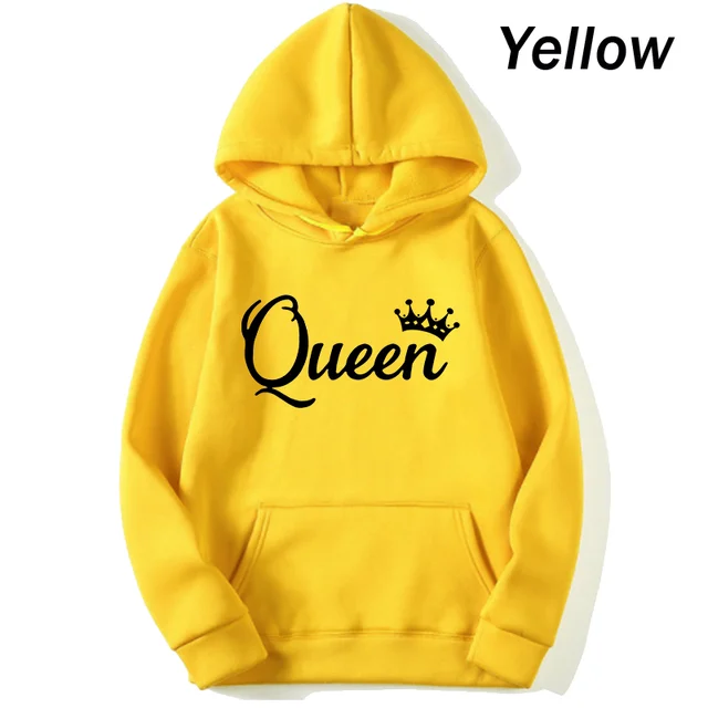 deanwangkt Fashion Men Women Long Sleeve Pullover Hooded Sweatshirts Unisex King and Queen Print Hoodies Casual Streetwear Couple Sweat - Deanwangkt