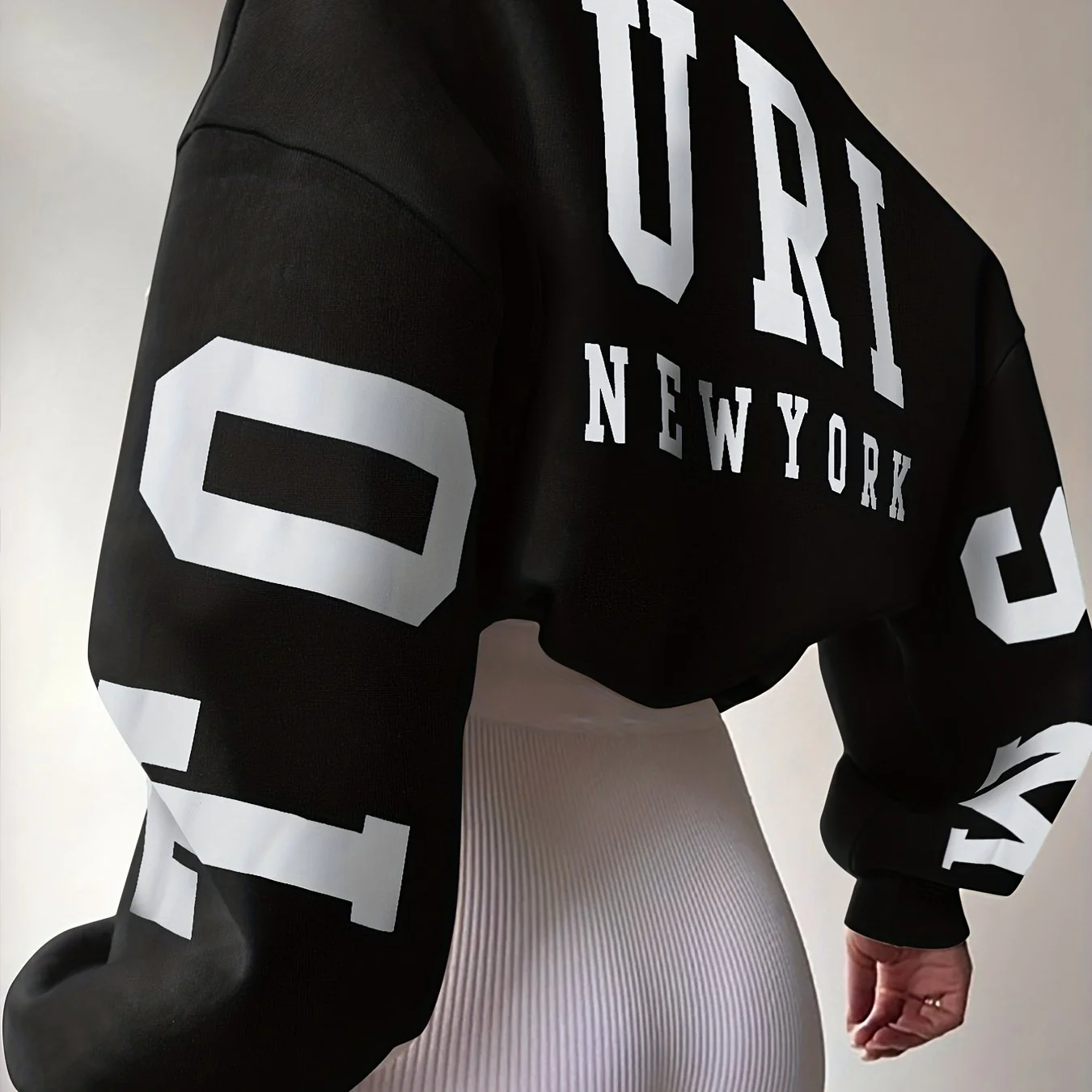 Letter Print Back Sweatshirt, Casual Crew Neck Long Sleeve Sweatshirt, Women's Clothing - Deanwangkt