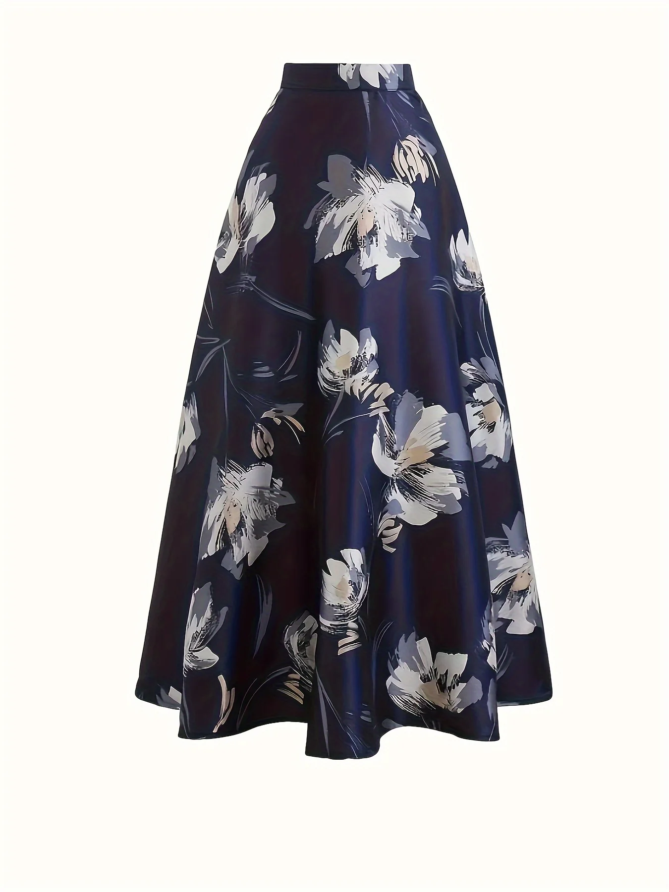 Women's Maternity Flowers Print Skirt Elegant Maxi Dress For Fall Winter, Pregnant Women's Clothing - Deanwangkt