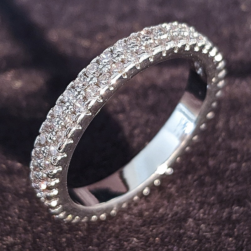 925 Sterling Silver Wedding Band Eternity Ring For Women Big Gift For Ladies Love Wholesale Lots Bulk Jewelry R4577 - Deanwangkt