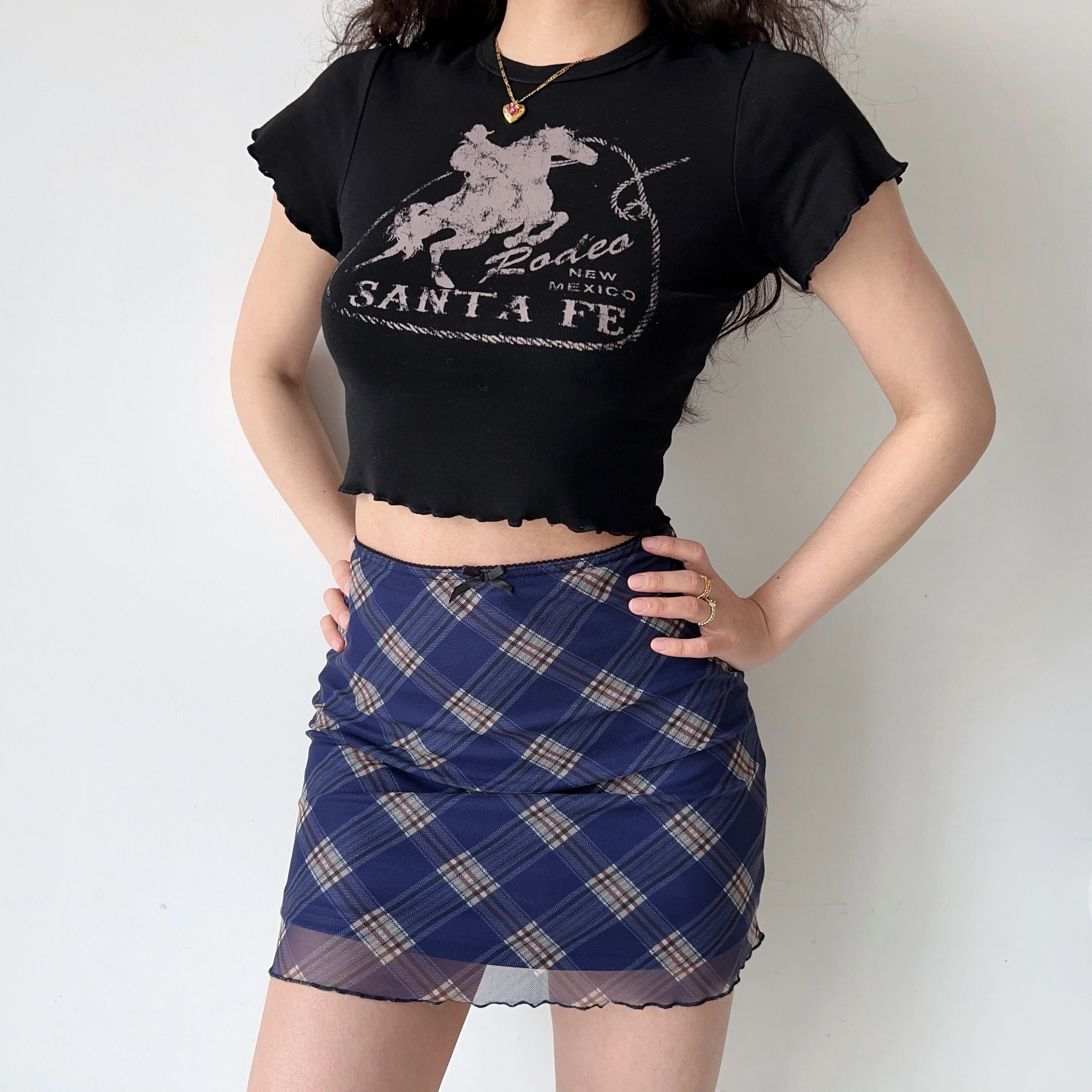 deanwangkt - Nostalgia Retro Plaid Mesh Skirt ~ HANDMADE - Deanwangkt