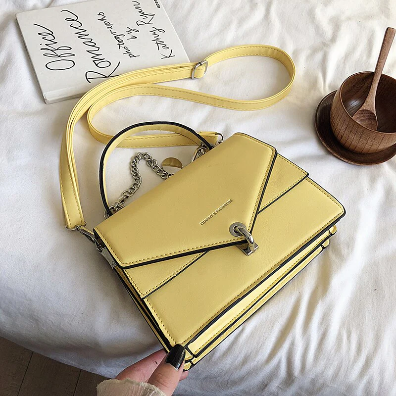 deanwangkt Girls Small Square Bag  New Chains Handbag Women Casual Wild Shoulder Bag Lock Tide Bag Diagonal Female Bag Black - Deanwangkt