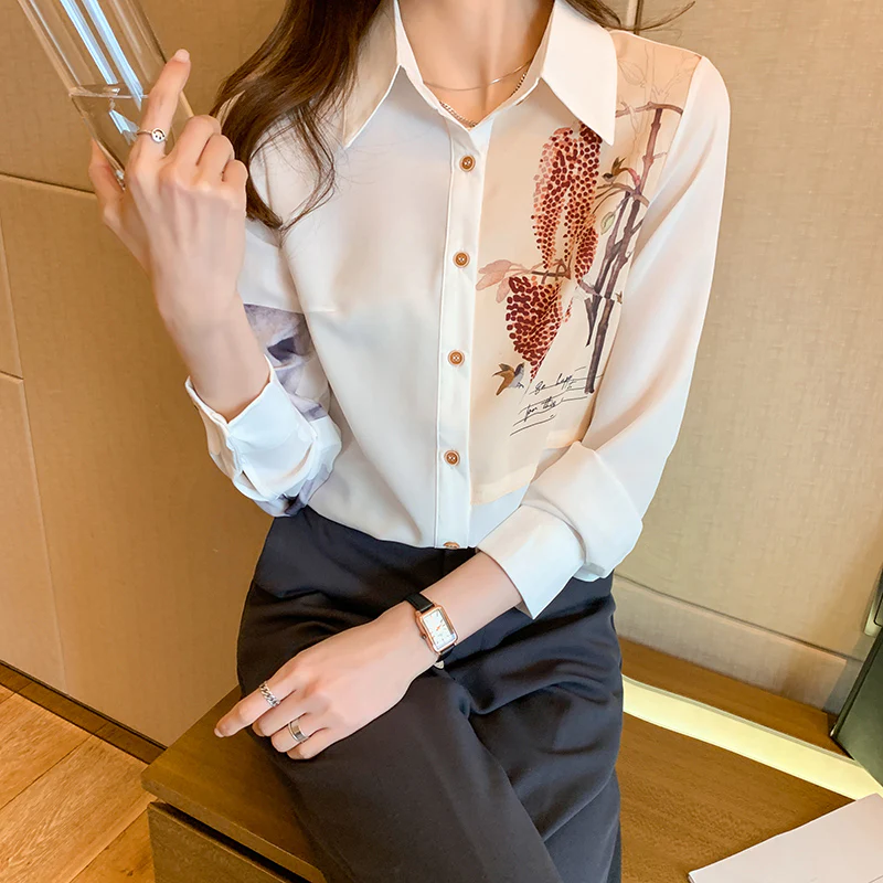 deanwangkt print ladies shirts Women's Blouses  Spring Autumn Shirts Tops Blusas Mujer - Deanwangkt