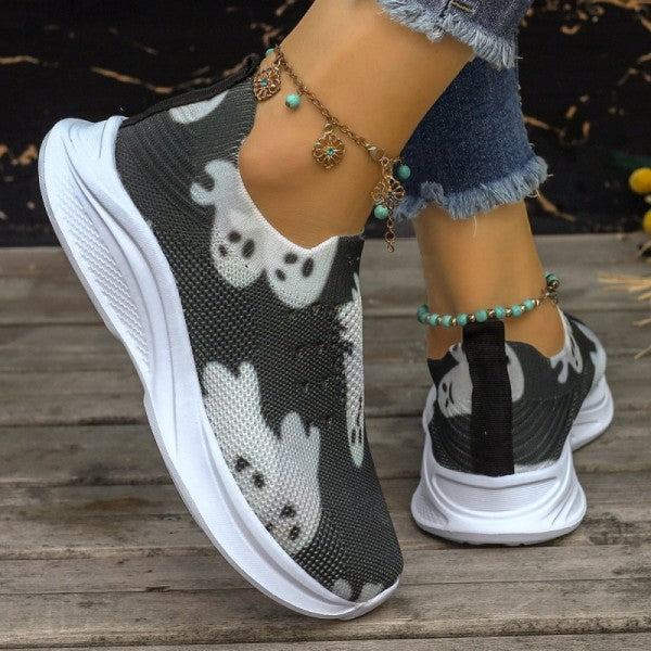 deanwangkt - Black Casual Patchwork Printing Round Comfortable Out Door Shoes - Deanwangkt