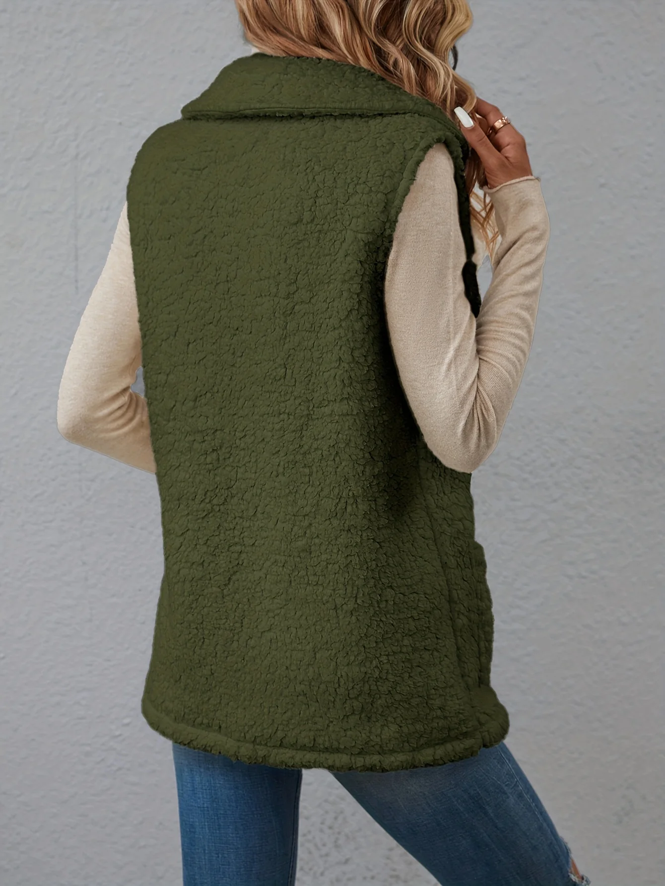 Lapel Patched Pockets Vest Jacket, Casual Thermal Sleeveless Jacket For Fall & Winter, Women's Clothing - Deanwangkt