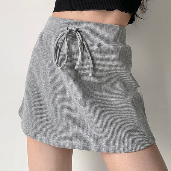 deanwangkt - Waffle Drawstring Skirt - Deanwangkt
