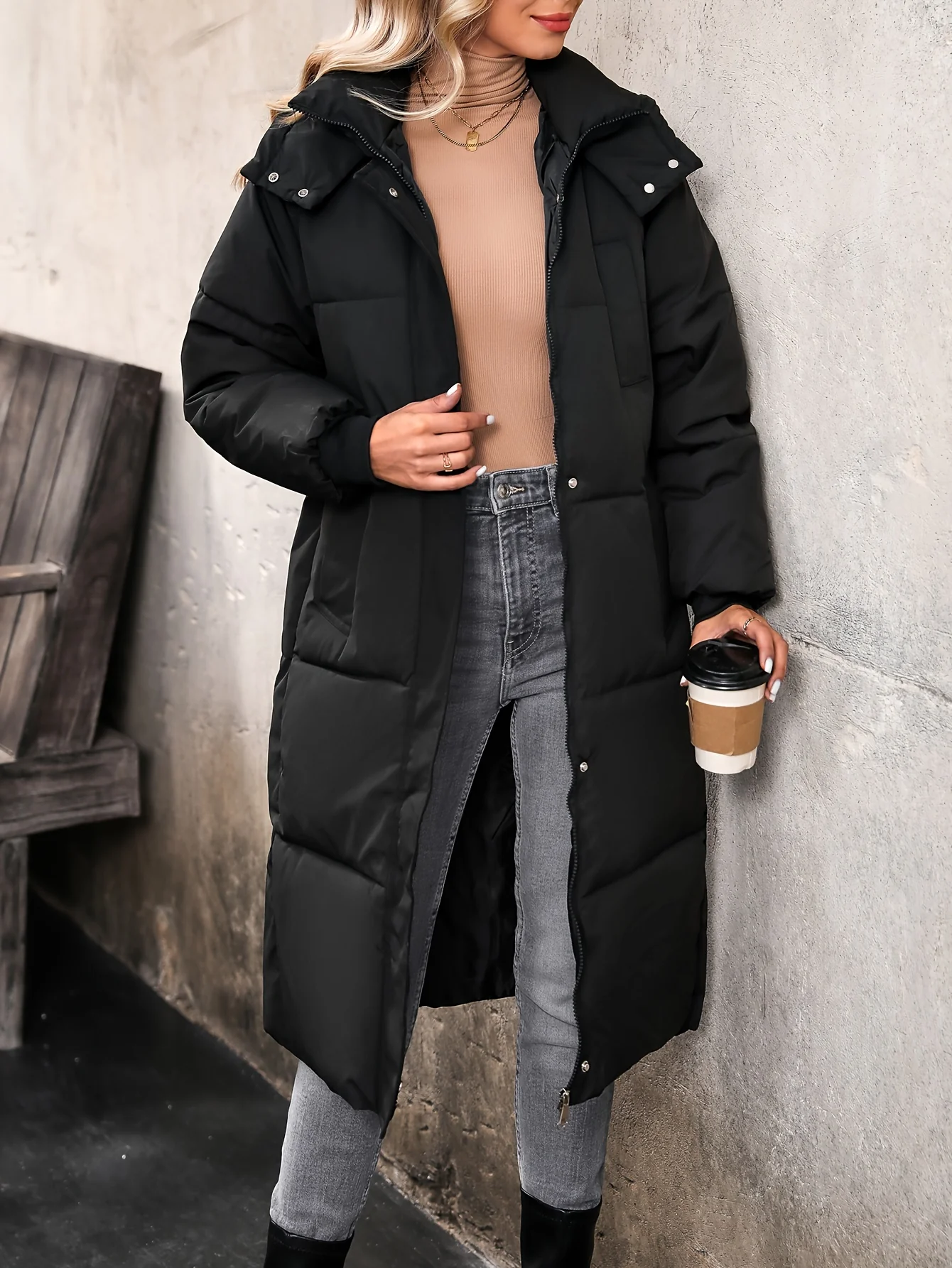 Zip Up Hooded Parka, Casual Solid Coat For Winter & Fall, Women's Clothing - Deanwangkt